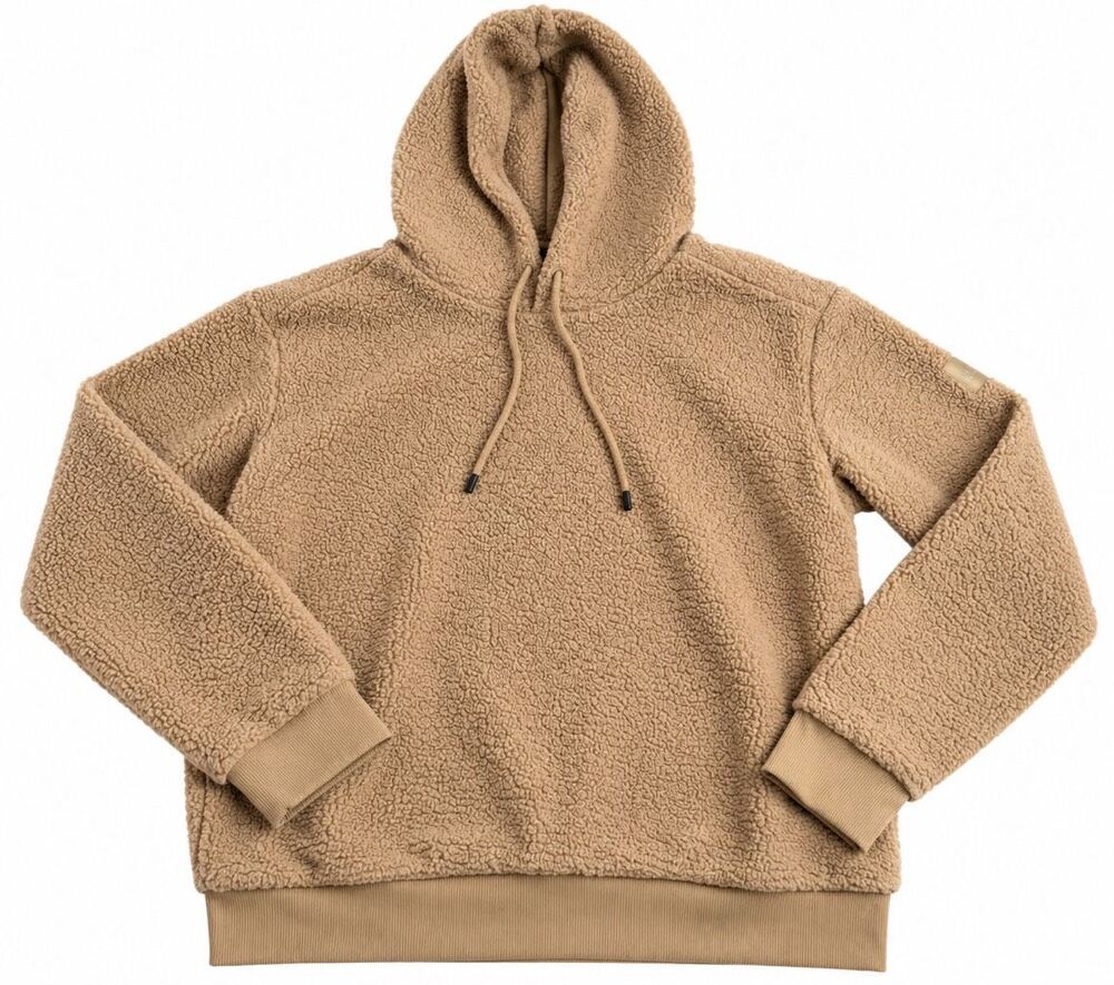 Alo Yoga Sherpa Fleece Pullover Hoodie Sweater Beige Tan Size Large